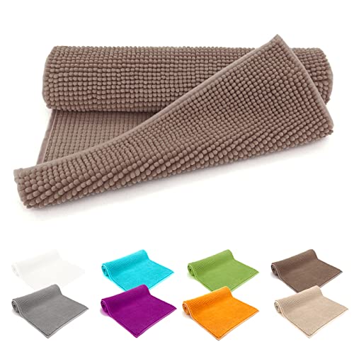 heimtexland ® Badvorleger Chenille Super Flauschig Saugstark Badteppich Badematte Ökotex Typ771 Taupe 70 x 120 cm von heimtexland