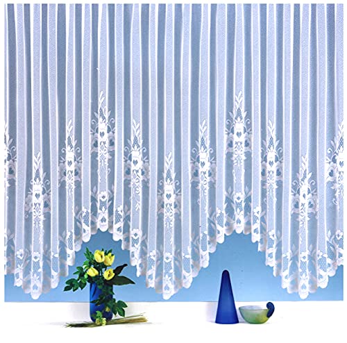 heimtexland ® Bogen Gardinen Store weiß Kräuselband Vorhang transparent Blumen Bordüre Typ10 Höhe 145cm x Breite 250cm von heimtexland