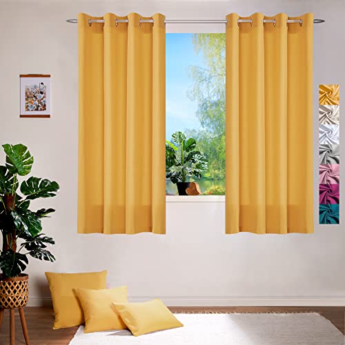 heimtexland ® Deko Vorhang Baumwolle Dekoschal Blickdicht Einfarbig Ösenschal Gardine Typ849 Gelb HxB 160x140 cm von heimtexland