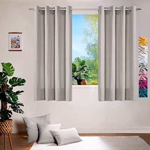 heimtexland ® Deko Vorhang Baumwolle Dekoschal Blickdicht Einfarbig Ösenschal Gardine Typ849 Grau HxB 145x140 cm von heimtexland