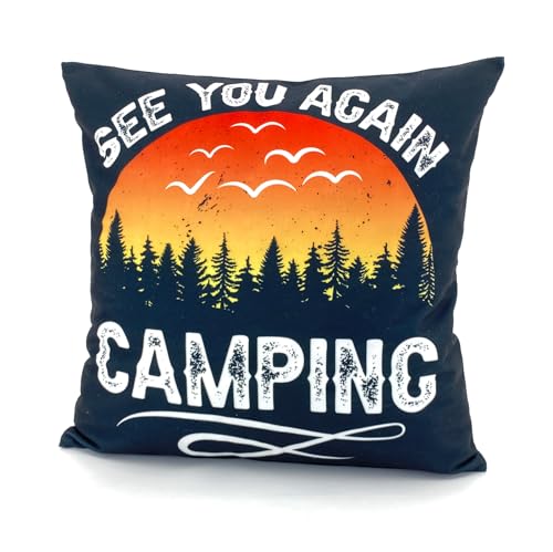 heimtexland ® Dekokissen Surf Camper Outdoor Adventure Geschenk Deko Kissen 40x40 Velour Kissenhülle Typ876 Camping von heimtexland