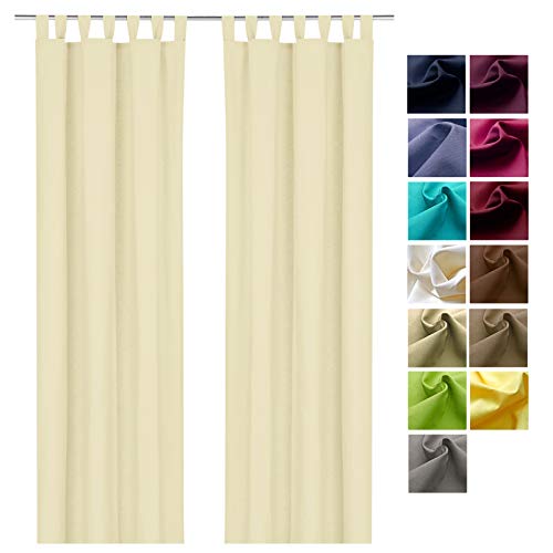 heimtexland ® Dekoschal Baumwolle Uni Blickdicht Vorhang Schlaufenschal Gardine Ecru Natur HxB 230x125 Typ625 von heimtexland