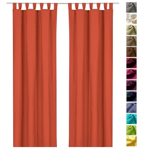 heimtexland ® Dekoschal Baumwolle Uni Blickdicht Vorhang Schlaufenschal Gardine Terra HxB 160x125 Typ625 von heimtexland