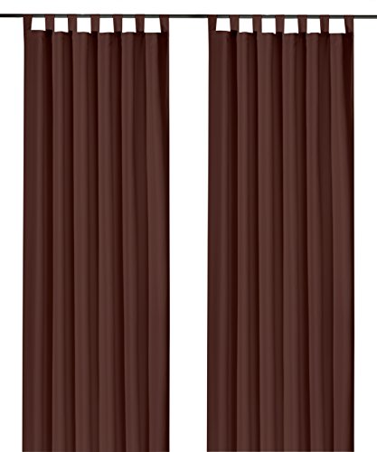heimtexland ® Dekoschal mit Schlaufen und Kräuselband Uni Schoko braun HxB 245x140 Blickdicht Aber Lichtdurchlässig - Vorhang natürlich matt einfarbig - Schlaufenschal Bandschal ÖKOTEX Gardine Typ117 von heimtexland