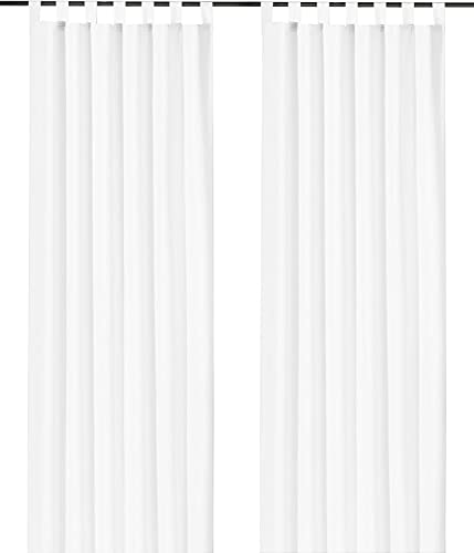 heimtexland ® Dekoschal mit Schlaufen und Kräuselband Uni weiß HxB 245x140 Blickdicht Aber Lichtdurchlässig - Vorhang natürlich matt einfarbig - Schlaufenschal Bandschal ÖKOTEX Gardine Typ117 von heimtexland