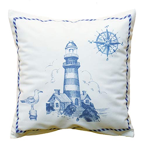 heimtexland ® Esszimmer Serie Maritim Kissen Sylt Dekoration Leuchtturm Blau Kissenhülle 40x40 Typ684 von heimtexland