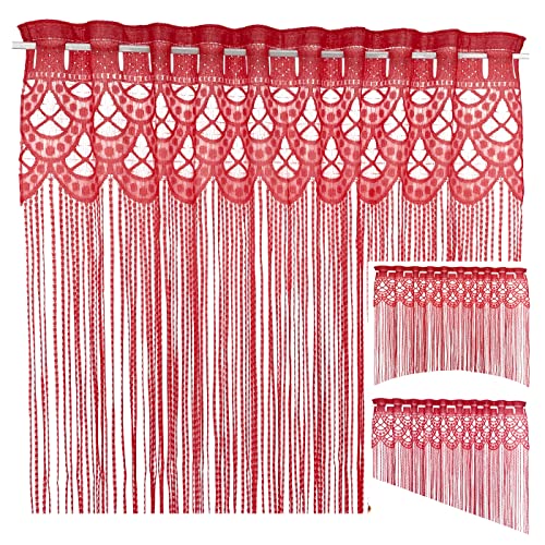 heimtexland ® Fadengardine Zuschneidbar Insektenschutz Vorhang Türvorhang Raumteiler Gardine Typ570 Bordeaux Rot 225x295 von heimtexland