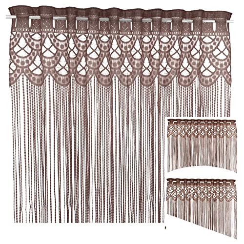 heimtexland ® Fadengardine Zuschneidbar Insektenschutz Vorhang Türvorhang Raumteiler Gardine Typ570 Mocca Braun 160x295 von heimtexland