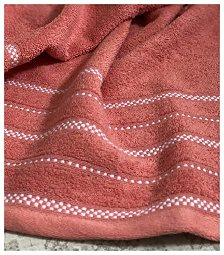 heimtexland ® Handtücher 100% Baumwolle Super Soft Frottier 420 GSM Webkante Duschtuch Badetuch 140x70 Koralle Rosa Typ674 von heimtexland