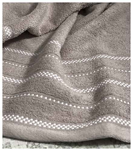 heimtexland ® Handtücher 100% Baumwolle Super Soft Frottier 420 GSM Webkante Handtuch 100x50 Silber Grau Typ674 von heimtexland