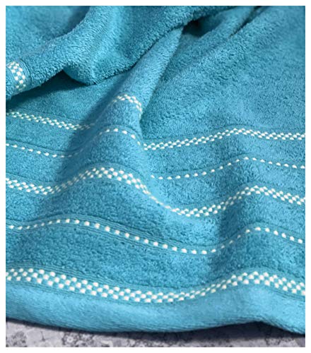 heimtexland ® Handtücher 100% Baumwolle Super Soft Frottier 420 GSM Webkante Handtuch 100x50 Aqua Türkis Typ674 von heimtexland