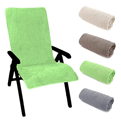 heimtexland ® Hochlehner Stuhlauflage Frottier Gartenstuhl Schonbezug Sauna Hygiene Handtuch Frottee Typ772 Grün von heimtexland