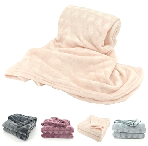 heimtexland ® Hochwertige Flanell Kuscheldecke XL 200x150 cm Raute Wohndecke Ökotex Typ754 Creme von heimtexland