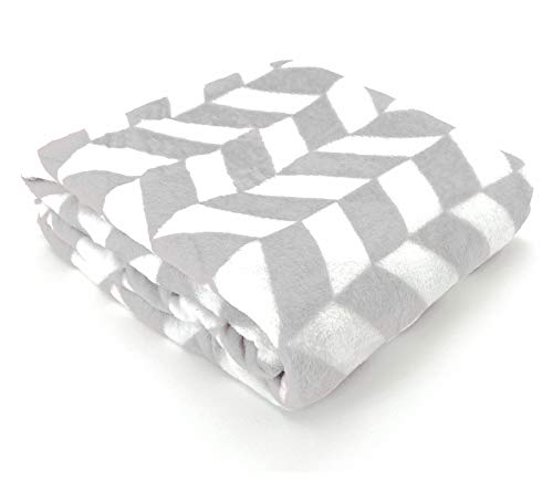 heimtexland ® Kuscheldecke Super Soft Flanell Chevron Raute Wohndecke 200x150 Ethno Decke Silber Grau Typ722 von heimtexland