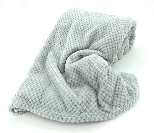 heimtexland ® Kuscheldecke Waffel-Optik Weich Atmungsaktiv Flanell Wohndecke 200x155 Silber Grau Typ647 von heimtexland