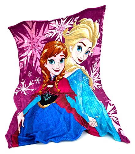 heimtexland ® Kuscheldecke super weiche Kinderdecke 100x140 Disney Frozen Eiskönigin Flanell Decke Kinder Wohndecke Typ842 ELSA und Anna - Violett von heimtexland