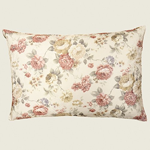 heimtexland ® LANDHAUS Rosen Kissenhülle in 40x60 cm aus hochwertigem Jacquard in creme rosé mit Blumen Druck Rose - Kissen Country Chic Typ442 von heimtexland