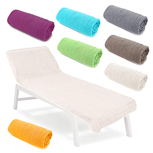 heimtexland ® Liegestuhlauflage Frottier Schonbezug Liege Strand Schwimmbad Sauna Hygiene Handtuch Frottee Typ772 Creme von heimtexland