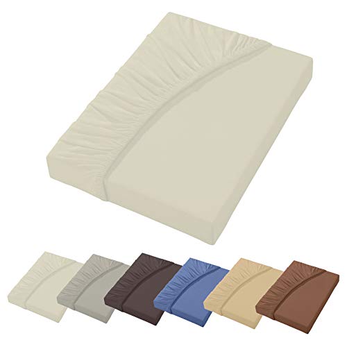 heimtexland ® Luxury Fein Jersey Spannbetttuch Boxspringbett Wasserbett 38 cm Steghöhe Spannbettlaken 150x200 Weiß Typ723 von heimtexland