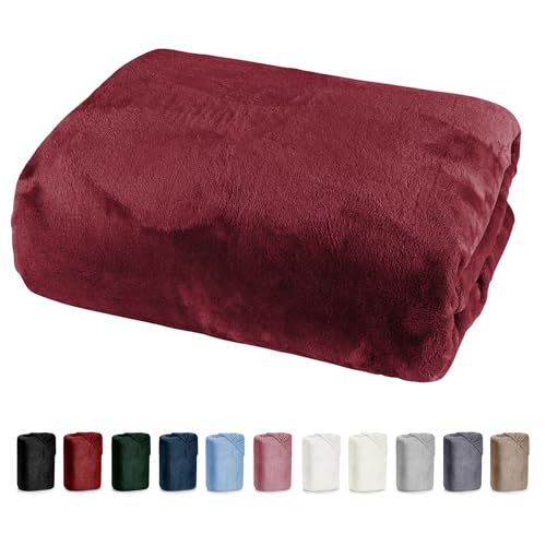 Bettlaken 100x200 Cashmere Touch Spannbettlaken Super Soft Winter Spannbetttuch Nicky Plüsch Teddy Typ585 Öko-Tex pflegeleicht Bordeaux rot für 90x200 bis 110x200 von heimtexland