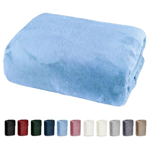 Bettlaken 100x200 Cashmere Touch Spannbettlaken Super Soft Winter Spannbetttuch Nicky Plüsch Teddy Typ585 Öko-Tex pflegeleicht hellblau für 90x200 bis 110x200 von heimtexland