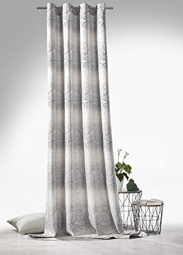 heimtexland ® Ösenschal Deko Vorhang Gingko Blatt Jacquard Dekoschal Gardine Blickdicht HxB 245x140 Typ795 Farbverlauf Silber von heimtexland