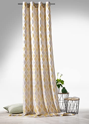 heimtexland ® Ösenschal Deko Vorhang Raute Jacquard Dekoschal Gardine HxB 245x140 Blickdicht Typ796 Senf Gold von heimtexland