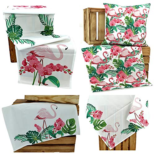 heimtexland ® Outdoor Tischwäsche Lotus Effekt Garten Deko Tropical Summer Wasserabweisend Flamingo Tischdecke 85x85 Typ640 von heimtexland