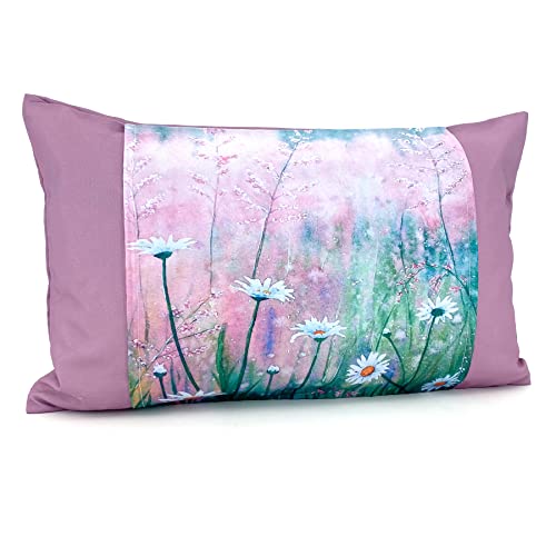 heimtexland ® Outdoorkissen Digitaldruck Blumen Lotus Effekt - Wasserabweisend Garten Deko Kissenhülle 30x50 Typ851 Mauve von heimtexland