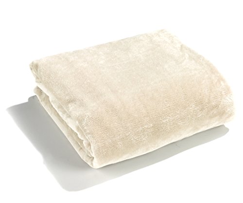 heimtexland ® Premium Flanell Kuscheldecke Super Soft XL in Creme weiß HxB 150x200 cm kuschelig warm - fusselfrei - Wohndecke - Ökotex zertifziert Typ176 von heimtexland