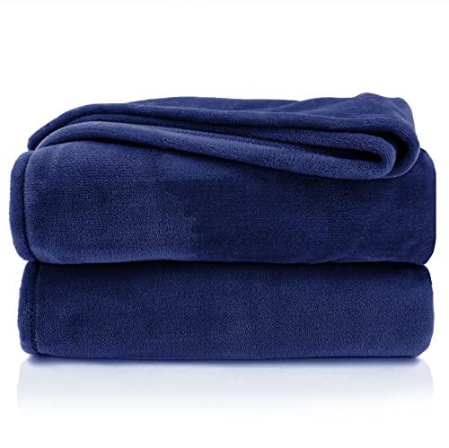 heimtexland ® Premium Flanell Kuscheldecke XL Super Soft Fleecedecke Sofadecke Überwurf Decke Öko-tex Typ380 Marine Blau 200x150 von heimtexland