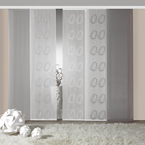 heimtexland ® Schiebegardine Batist-Optik bestickt inkl. Zubehör HxB 245x60 cm Flächenvorhang NATUR beige Vorhang Gardine Ökotex Typ417 von heimtexland