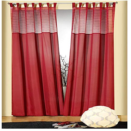 heimtexland ® Schlaufenschal Effektgewebe Rubin Rot HxB 235x135cm Vorhang Typ166 von heimtexland