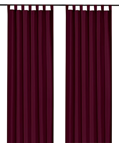 heimtexland ® Schlaufenschal Kräuselband Uni Bordeaux-Rot HxB 245x140 Blickdicht Lichtdurchlässig Vorhang ÖKOTEX Typ117 von heimtexland