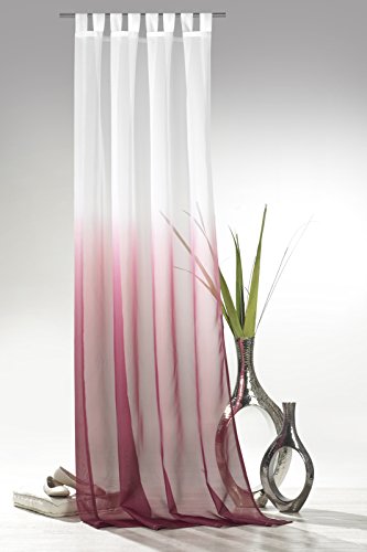 heimtexland ® Schlaufenschal mit Farbverlauf in Beere HxB 245x135 cm Voile transparent - ÖKOTEX geprüft - Gardine Vorhang Dekoschal pink Typ501 von heimtexland