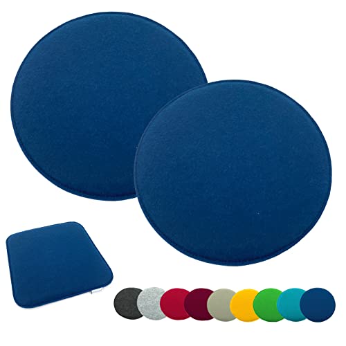 heimtexland ® Sitzkissen Set Filz Stuhlkissen Stuhlauflage Filzkissen Stuhl Polster Kissen Typ631 Marineblau 35 cm Rund 2 Stück von heimtexland