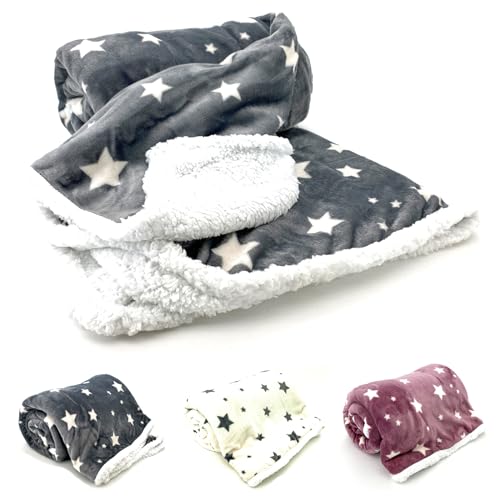 heimtexland ® Soft Touch Kuscheldecke Sterne Sherpa Plüsch XL 200x150 Ökotex Fell Decke Grau Typ718 von heimtexland