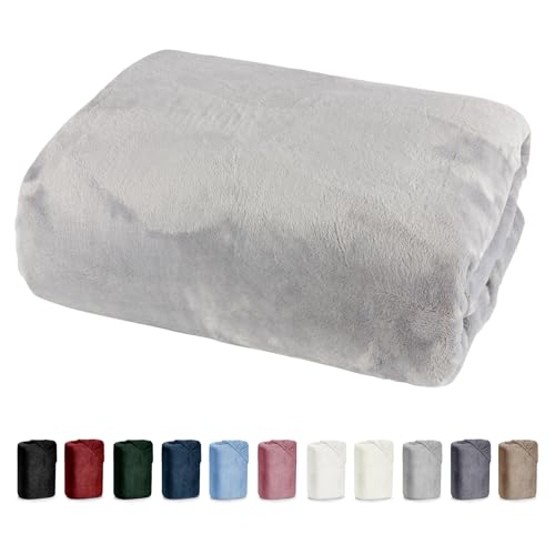 Bettlaken 100x200 Cashmere Touch Spannbettlaken Super Soft Winter Spannbetttuch Nicky Plüsch Teddy Typ585 Öko-Tex pflegeleicht Silber-grau für 90x200 bis 110x200 von heimtexland