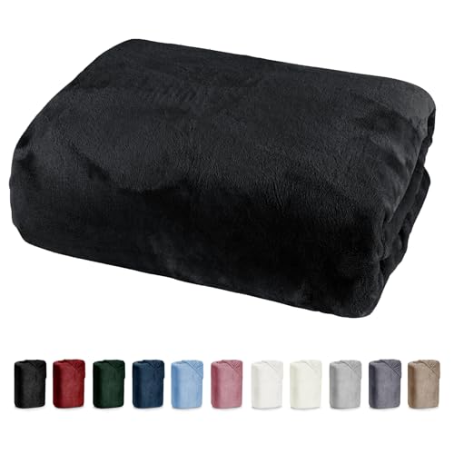 Bettlaken 150x200 Cashmere Touch Spannbettlaken Super Soft Winter Spannbetttuch Nicky Plüsch Teddy Typ585 Öko-Tex pflegeleicht schwarz für 140x200 bis 160x200 von heimtexland