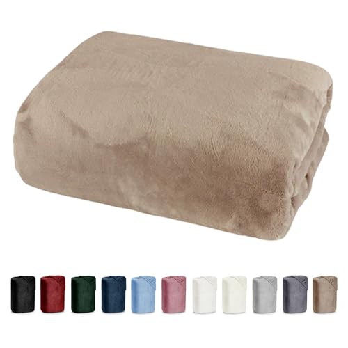 Bettlaken 150x200 Cashmere Touch Spannbettlaken Super Soft Winter Spannbetttuch Nicky Plüsch Teddy Typ585 Öko-Tex pflegeleicht Taupe für 140x200 bis 160x200 von heimtexland