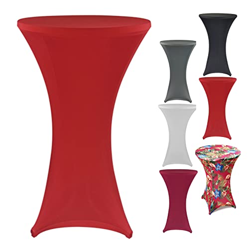 heimtexland ® Stehtischhusse Event Deko Stretch Husse Stehtisch Bistrotisch Party Dekoration Hochzeit Tischdeko Bezug Ökotex Typ843 Rot 70 cm von heimtexland