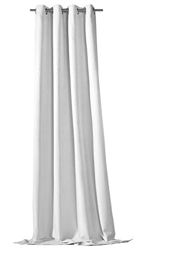 heimtexland ® Verdunkelungsvorhang Dekoschal Jacquard Gardine Blackout Beschichtung Vorhang HxB 245x135 Ösenschal Isolierend Typ762 Silber von heimtexland