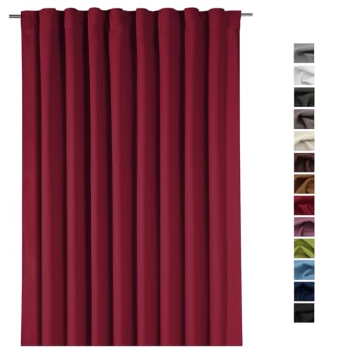 heimtexland ® Verdunklungsvorhang XXL Dekoschal Verdunkelungsgardine Thermogardine HxB 245x275 cm Kälte- und Wärmeisolierung Vorhang Bordeaux rot Typ139 von heimtexland