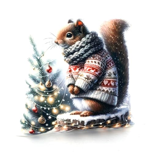 heimtexland ® Weihnachtskissen Soft Velour Dekokissen Weihnachten Geschenk Deko Kissenhülle Typ652 Eichhörnchen von heimtexland