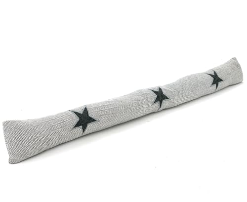 heimtexland ® Zugluftstopper Fischgrät mit Applikation Bestickt Windstopper Fensterdichtung Türdichtung Landhaus Deko Kissen Typ856 Stern Grau von heimtexland