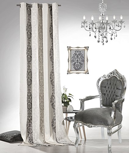 heimtexland Barock Ösenschal Vorhang 245x140 cm Dekoschal Blickdicht Ornamente in Natur Silber Leinen Gardine Typ564 heimtexland Barock Ösenschal Vorhang 245x140 cm Dekoschal Blickdicht Ornamente in Natur Silber Leinen Gardine Typ564 von heimtexland