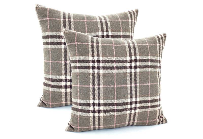 heimtexland Dekokissen 2er Set Kissenhülle Tartan kariert Schottenkaro, verdeckter Reißverschluß von heimtexland
