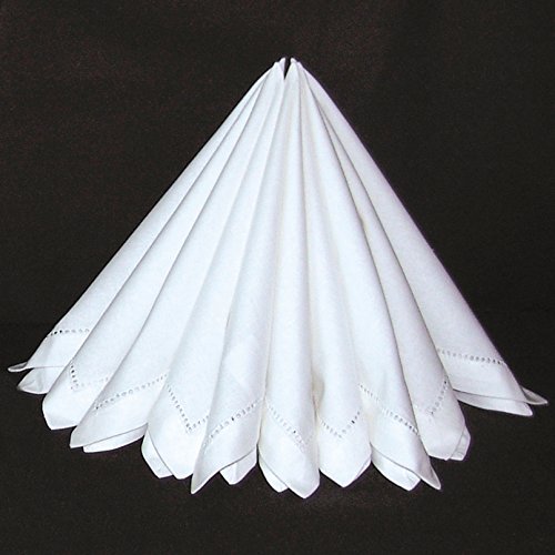 heimtexland Edle Stoffservietten 2er Pack in weiß mit Hohlsaum 40 x 40 cm Servietten aus Stoff Ökologisch 100% Baumwolle Maschinenwäsche 60° Typ522 von heimtexland