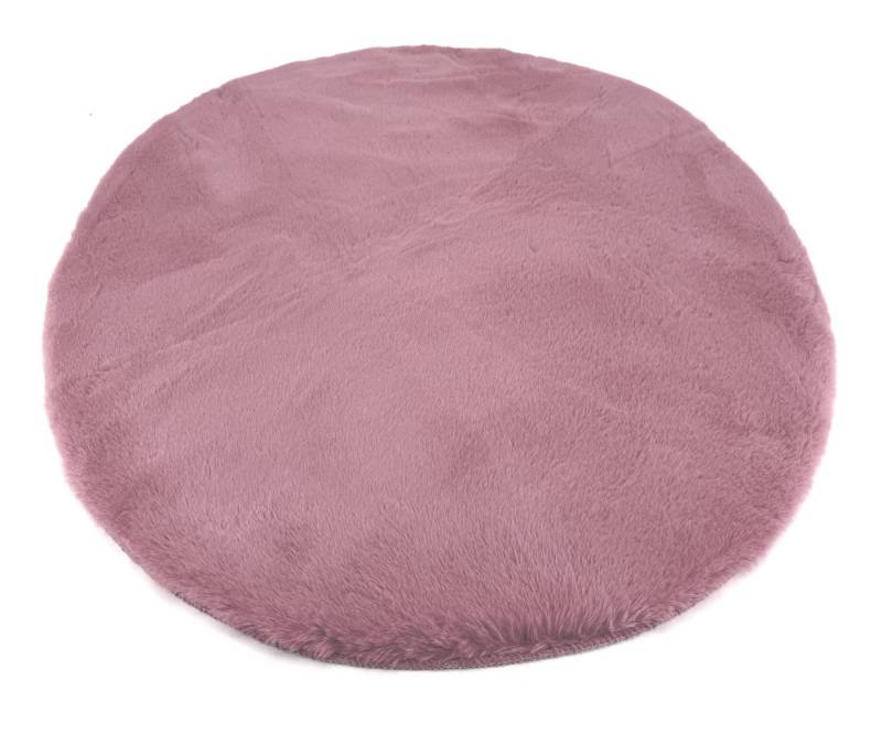 heimtexland Fellteppich Hochflor Teppich Rabbit 90 rund Hasenfell-Imitat, rund, super weich I Bettvorleger I Kinderzimmer-Teppich I waschbar von heimtexland