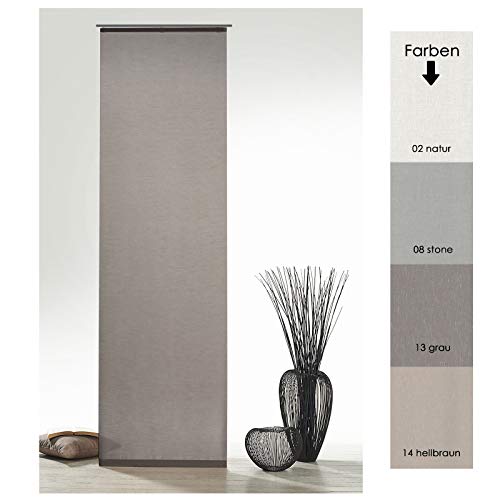 heimtexland Flächenvorhang Natur Batist Optik inkl. Zubehör HxB 245x60 cm in grau-braun - Schiebegardine einfarbig matt Natural Chic Gardine Typ410 von heimtexland